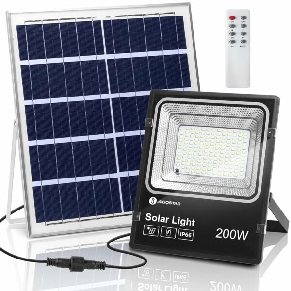 PROJECTEUR SOLAIRE LED 200W GRIS TK03 AVEC SON PANNEAU SOLAIRE - RADIANCE LIGHTING – Image 2