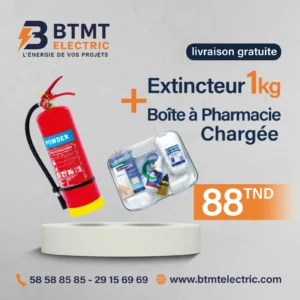extincteur 1kg boîte pharmacie sécurité incendie Tunisie BTMT Electric