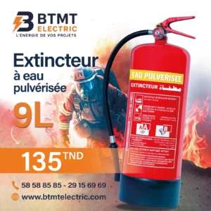 extincteur eau pulvérisée 9L sécurité incendie Tunisie BTMT Electric